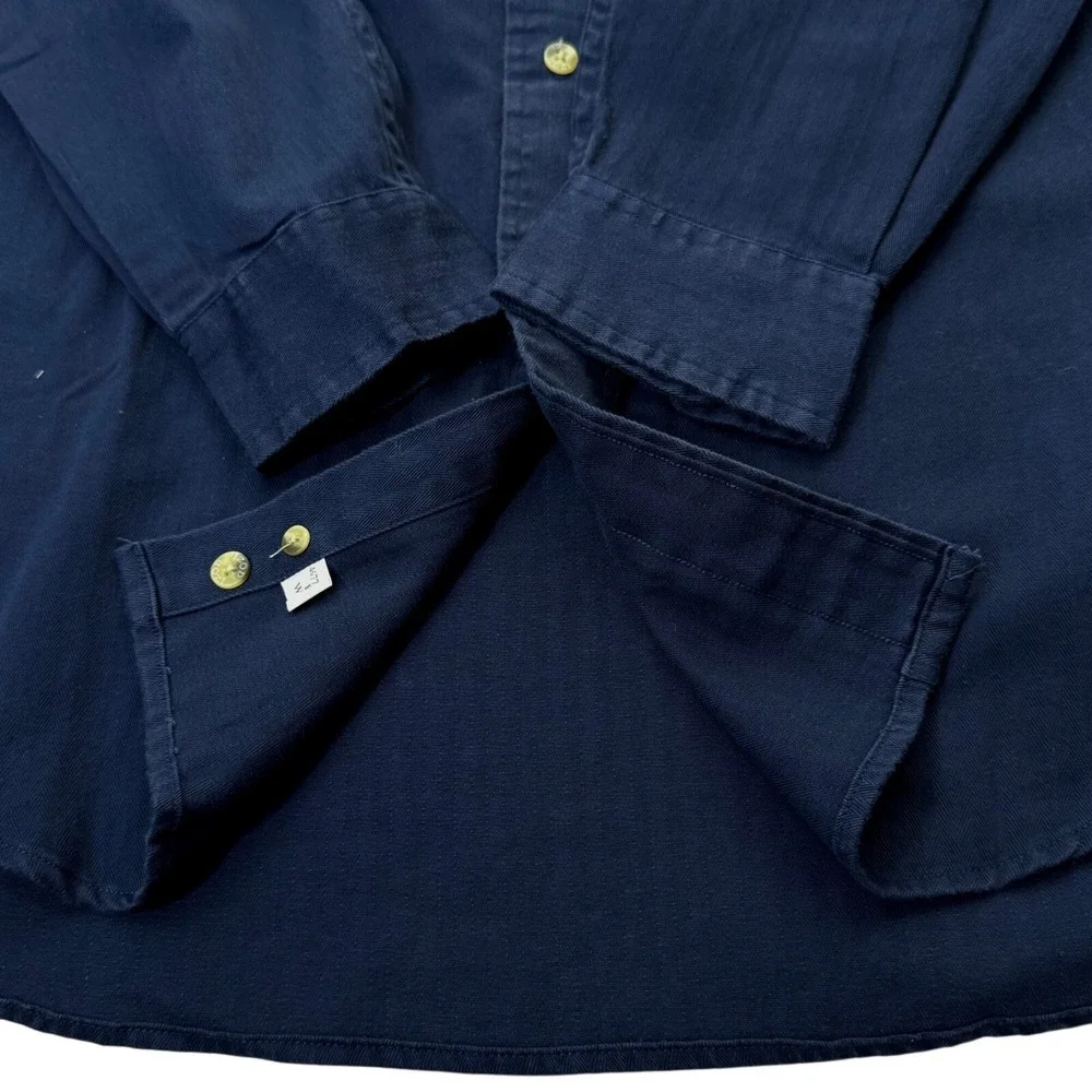 Izod Button Front Long Sleeve‎ Shirt Navy Blue Mens Large